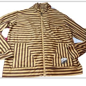 Ride Snowboards brown tan STRIPED Zip front Jacket Big Pockets mens 3XL skiing